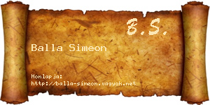 Balla Simeon névjegykártya